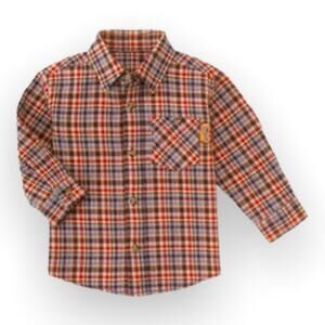 Gymboree Boys Shirt Size 3-6 Mo Fly Boys Plaid Flannel Button Up Airplane NEW